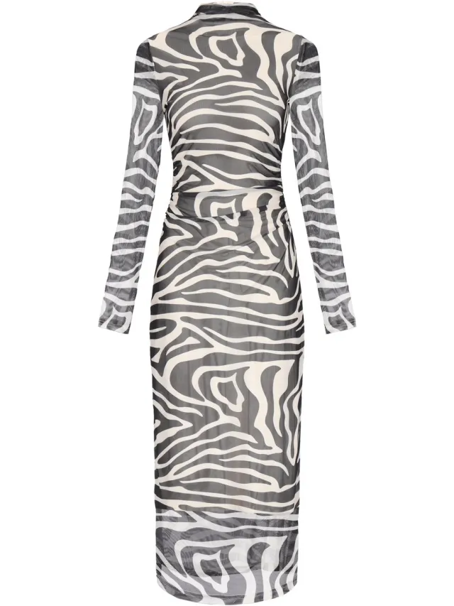 Faina Dress white black