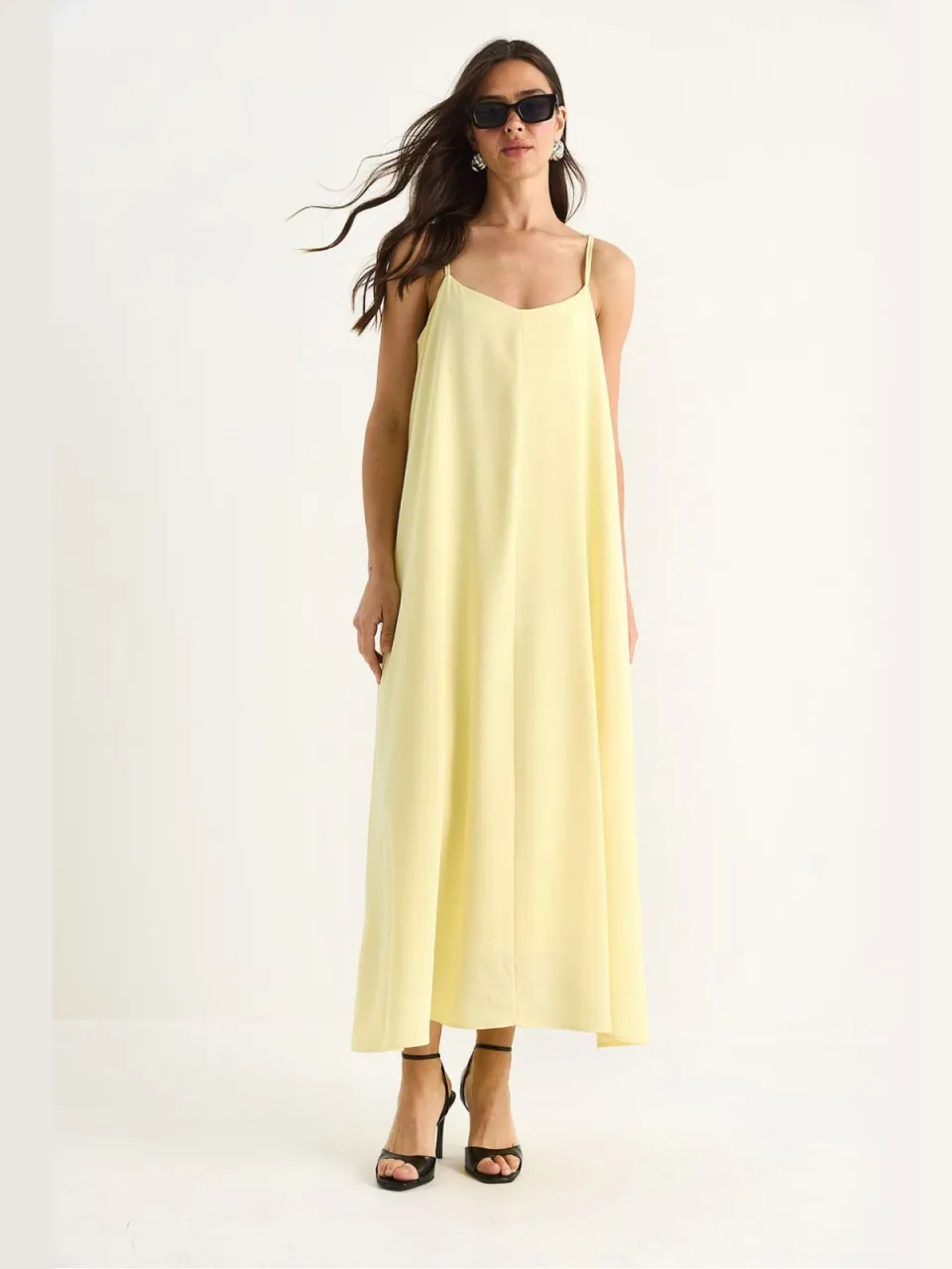 Bianco Lucci Maxi V-hals Jurk geel, foto 2