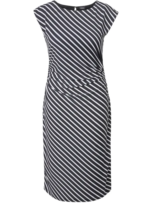 Ulla Popken Dames - Jersey midi-jurk - Zwart