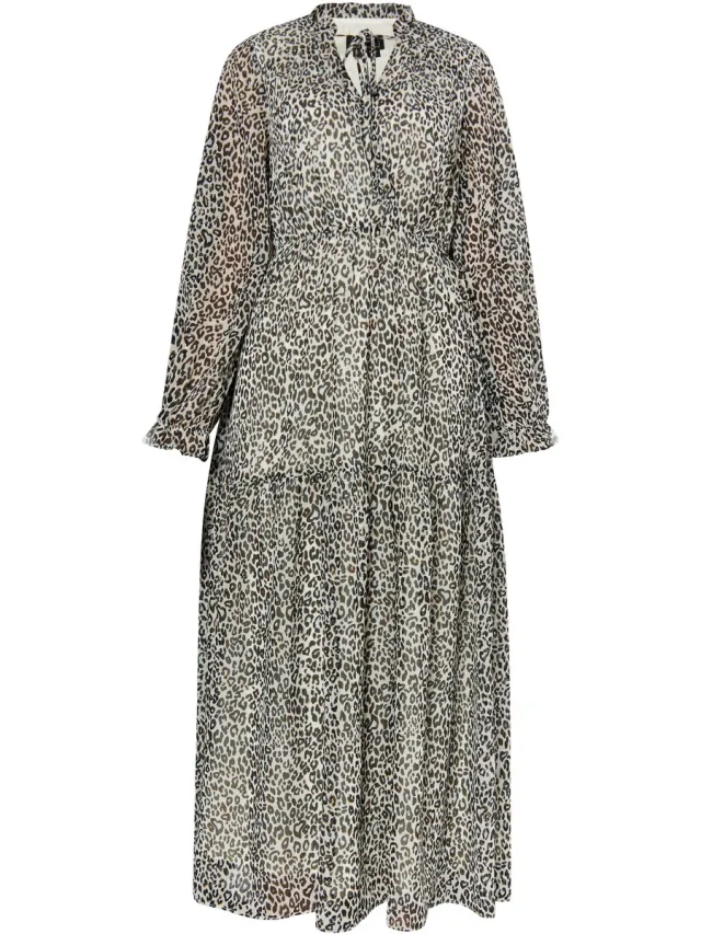 Faina Maxi-jurk met luipaardprint Wit Veelkleurig
