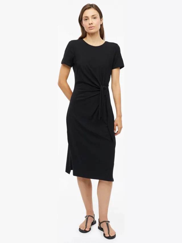 S.Oliver female - Midi jersey jurk met knoopdetail zwart