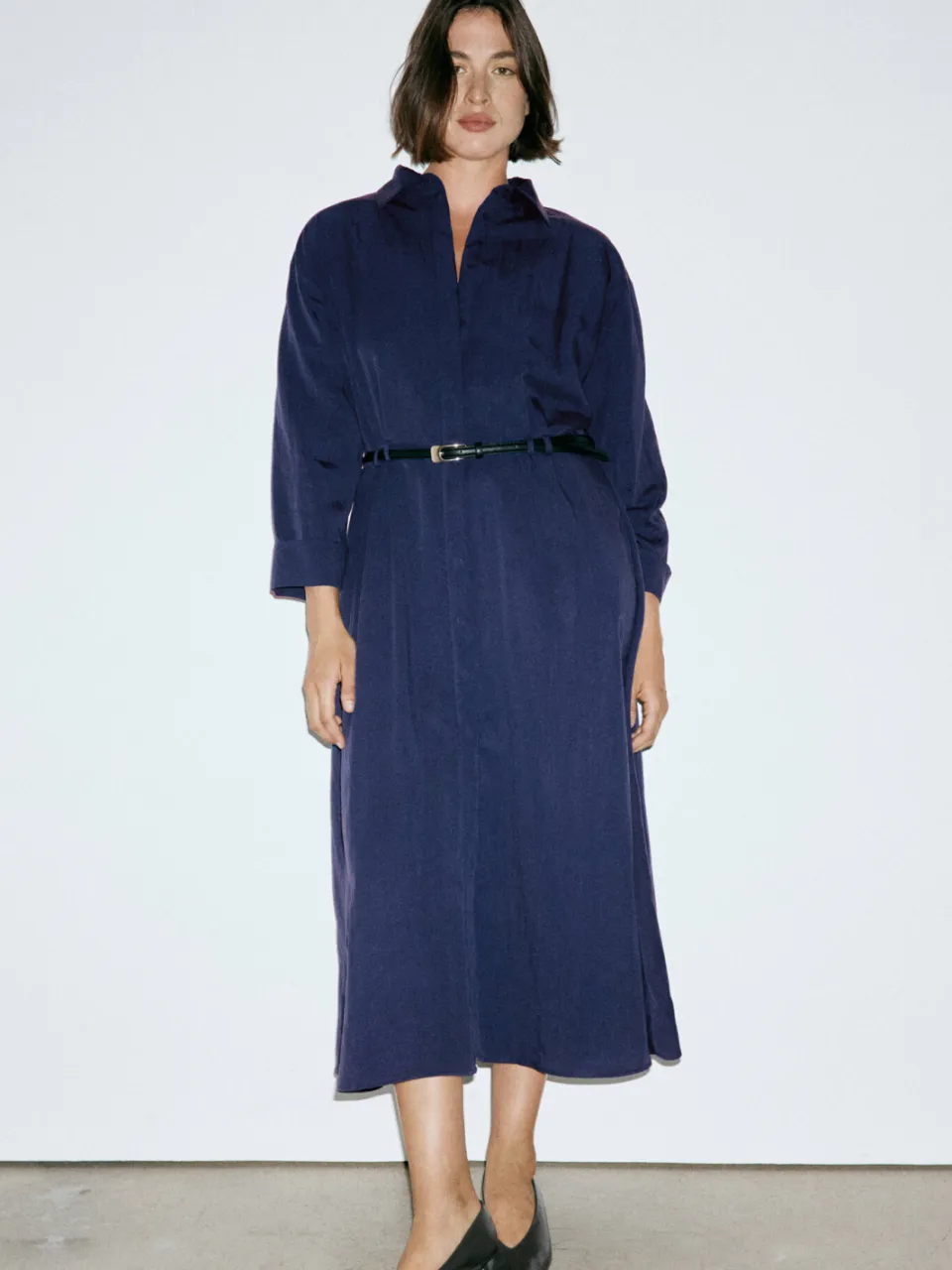 Mango blousejurk met ceintuur - blauw