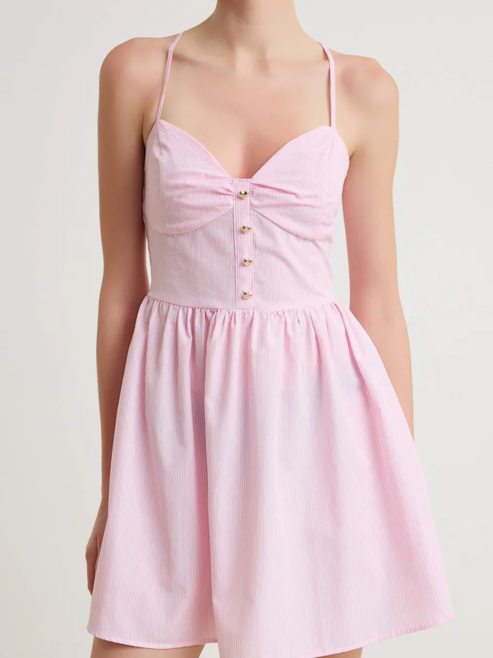 Trendyol TRENDYOLMİLLA Dames Roze Gestreept Kort / Mini Mouwloos A-lijn Jurken, foto 2