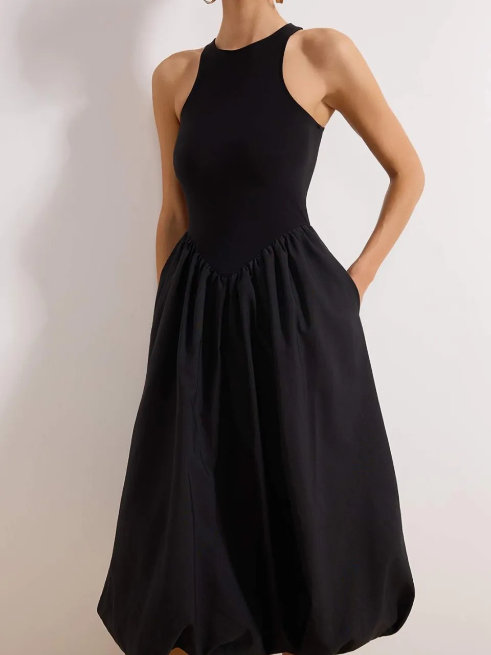 Trendyol TRENDYOLMİLLA Dames Zwart Effen Midi Mouwloos Stijlvol/Avond Skater Jurken, foto 2
