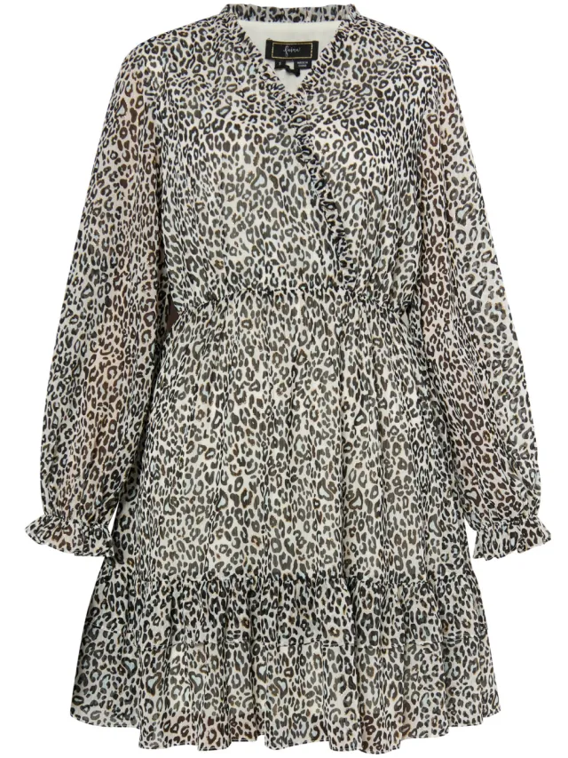 Faina Mini-jurk met luipaardprint Dames Wit Veelkleurig, foto 2
