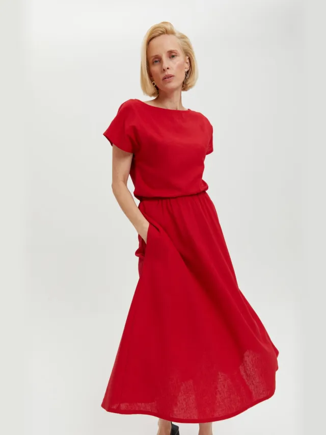AYANI dames vegan Jurk Nane Scharlakenrood