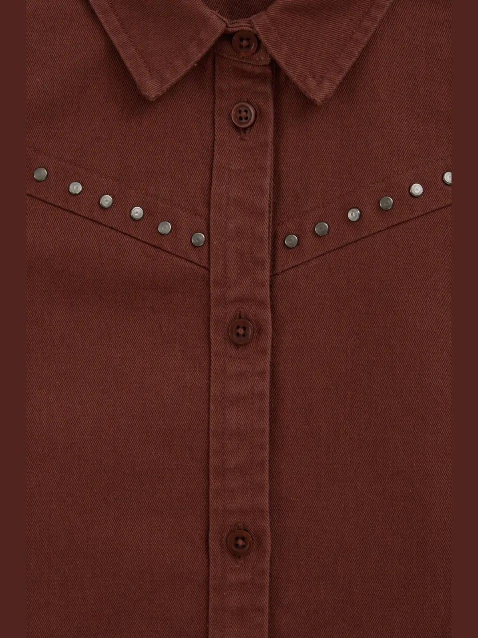 WE Fashion denim blousejurk met studs roodbruin, foto 5