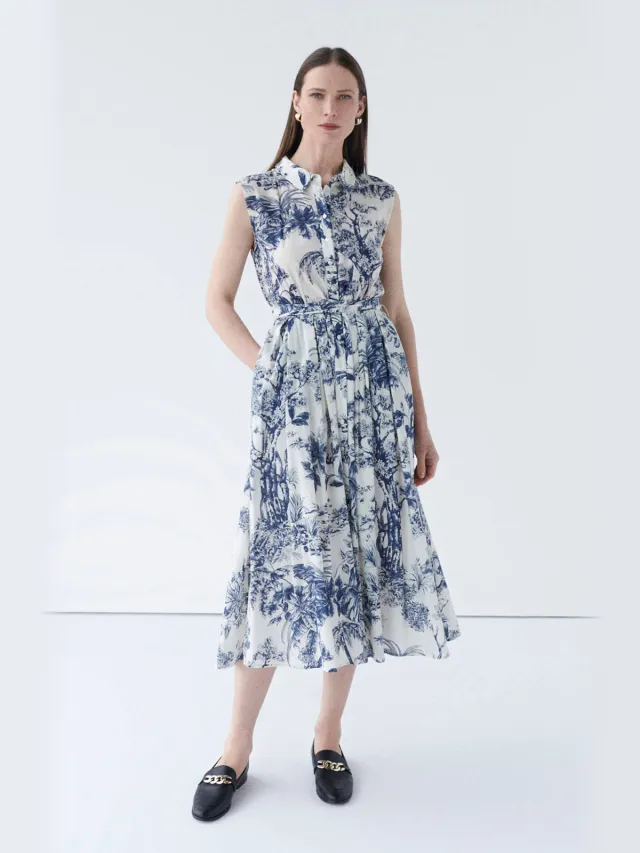 Caroll blousejurk marineblauw Blauw, wit