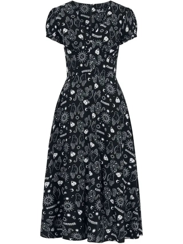 Hell Bunny Hello Goodbye Dames Maxi-jurk - zwart/wit zwart;wit