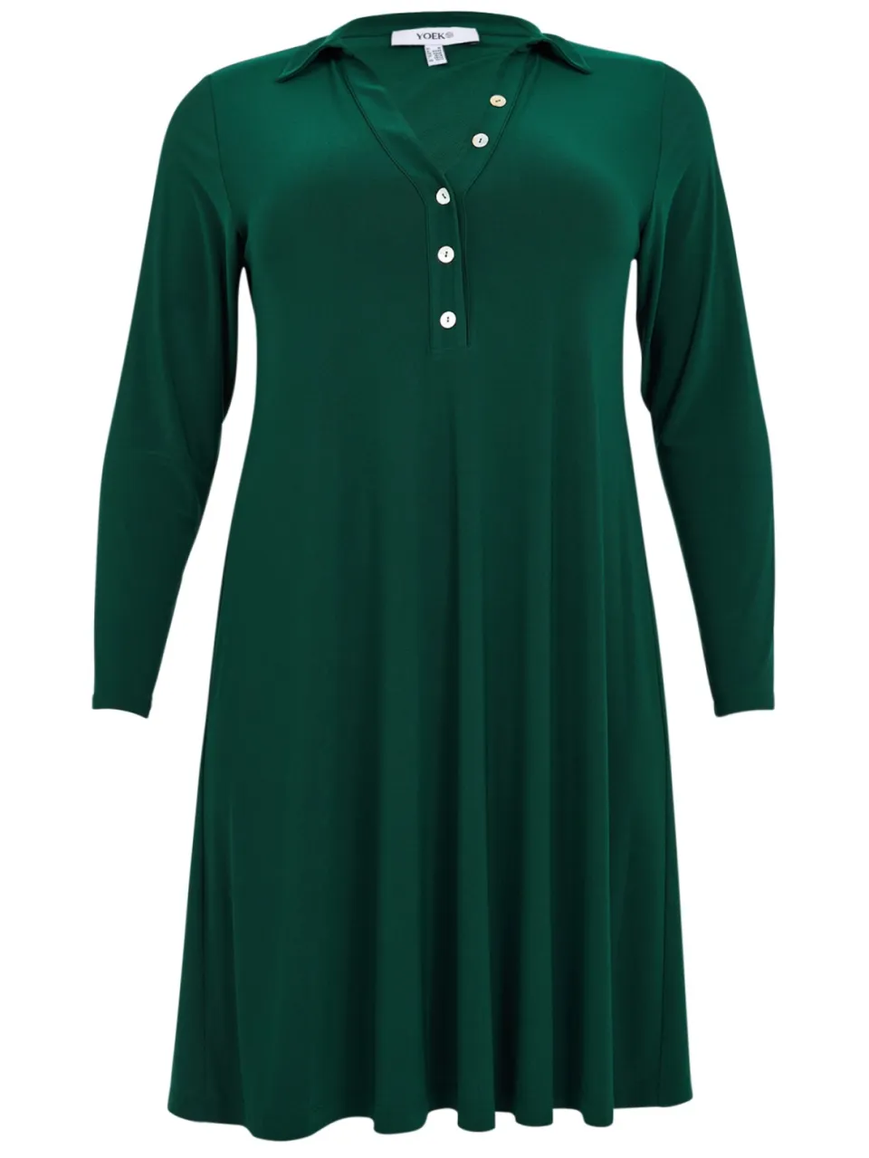 Yoek Jurk met kraag | Dark Green, foto 3