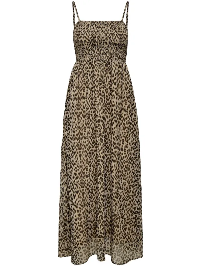 Only ONLELENA VIKKI STRAP ANK DRESS NOOS WVN Dames Jurk Black AOP:LEO