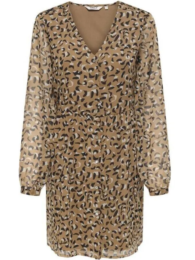 Only Korte Jurk Only Button Beige