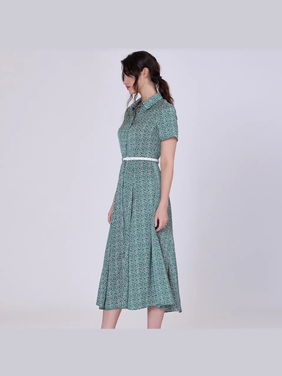 S&J Weekends Vintage grafische printshirtjurk groen, foto 2