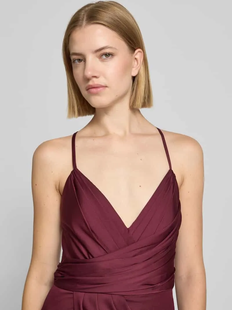 V by Vera Mont midi-jurk met plooien bordeaux, foto 3