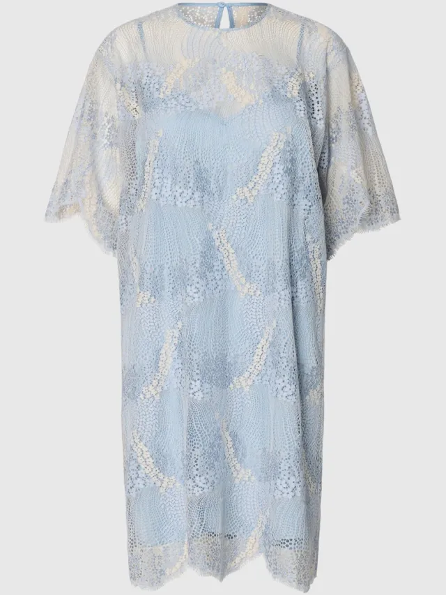 Selected midi-jurk Kant Cashmere Blue