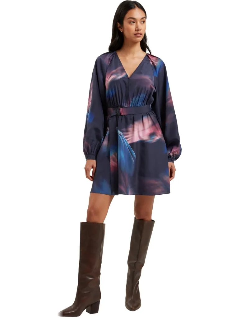 Ted Baker Alte Bedrukte Marineblauwe Mini-jurk Met Riem