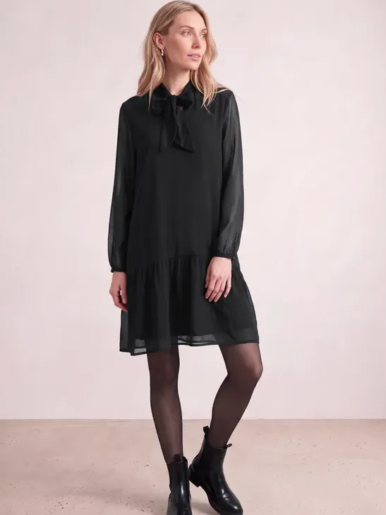 Street One Knie-lange jurk met strikdetail Zwart