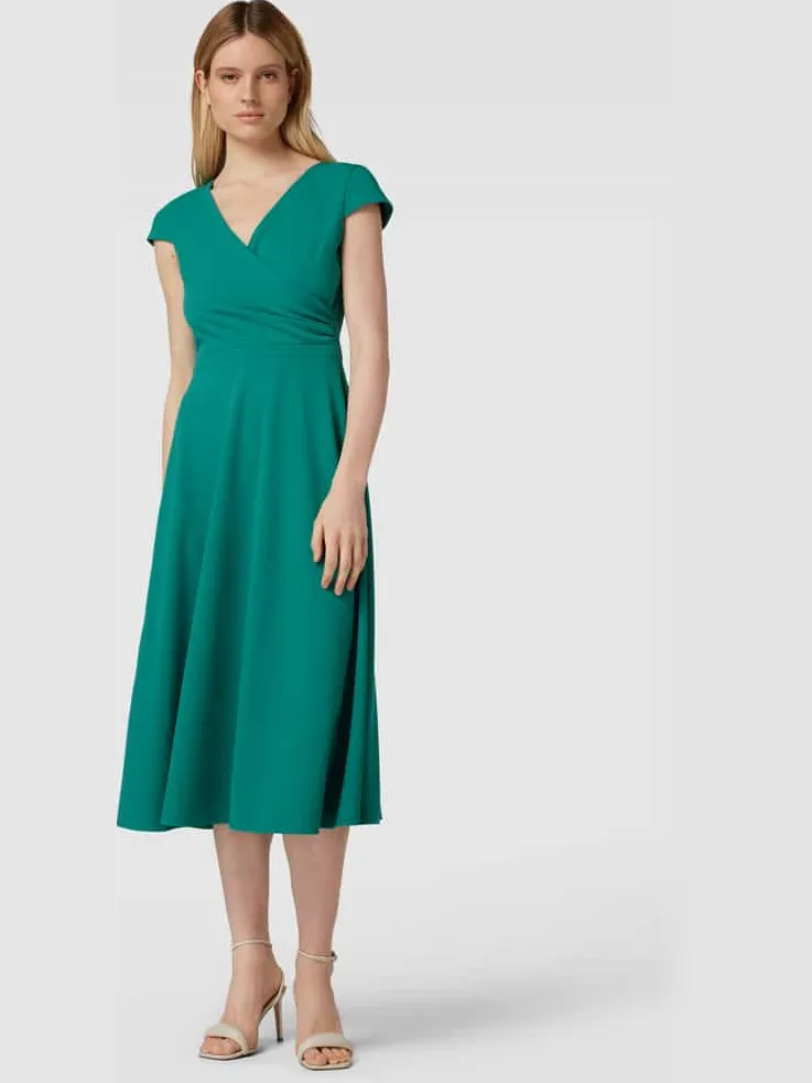 Paradi Cocktailjurk in effen design groen, foto 3