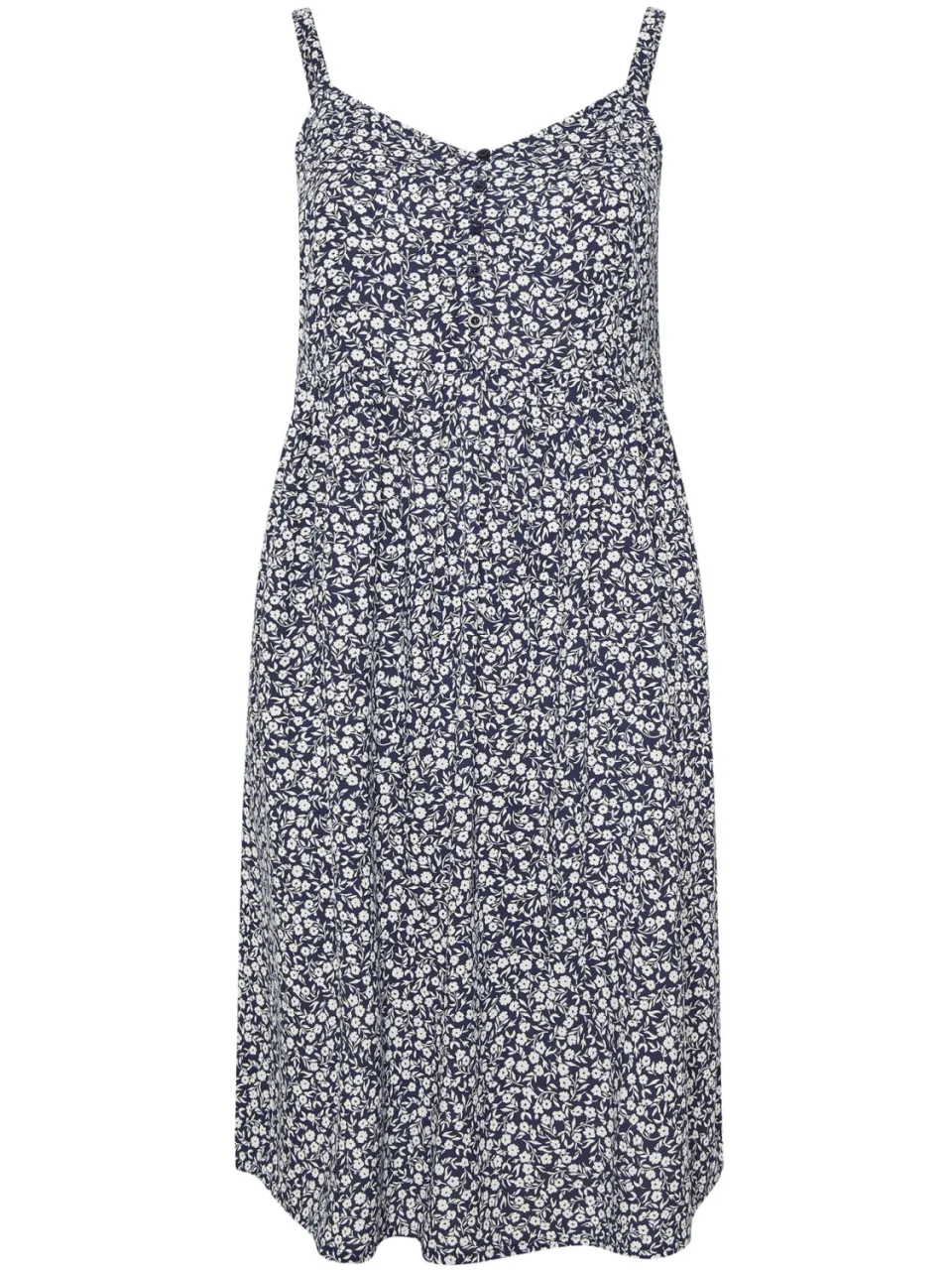 Yours Marineblauwe Jurk Met Fijne Bloemenprint En Bandjes, foto 3