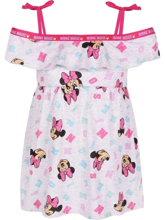 Disney Grijze, zomerse Spaanse jurk met letters - Minnie Mouse DISNEY Grijs