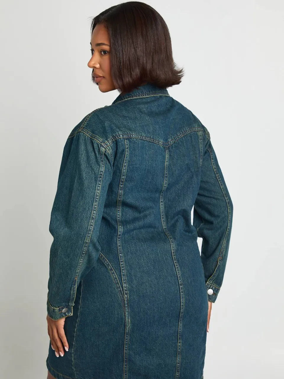 boohoo Dames Plus Denim Zip Up Shift Dress, foto 2