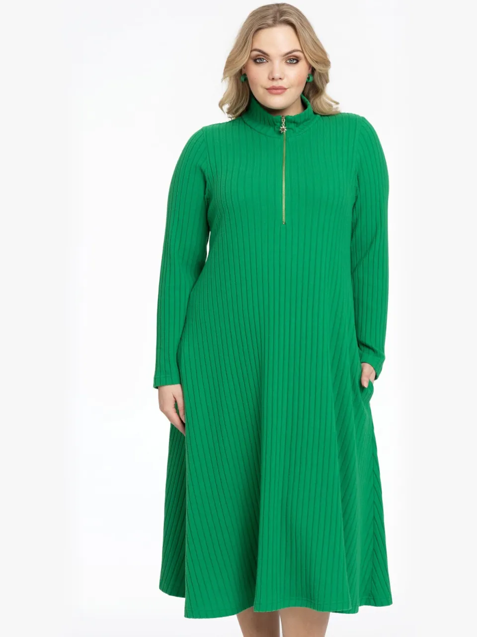 Yoek Trui-jurk met rits | Groen, foto 2
