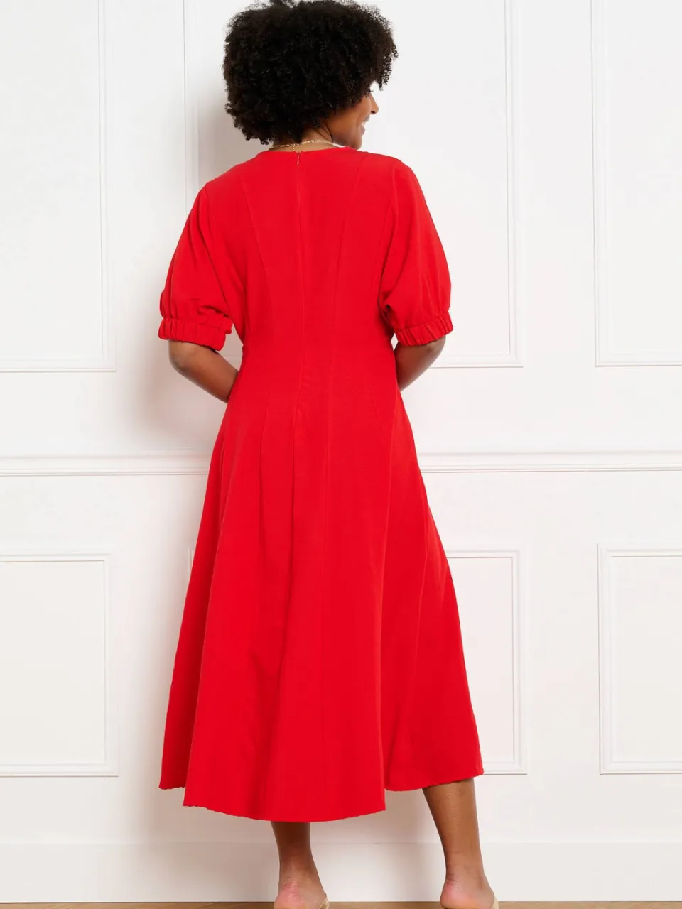 LOLALIZA midi jurk met split - rood, foto 4