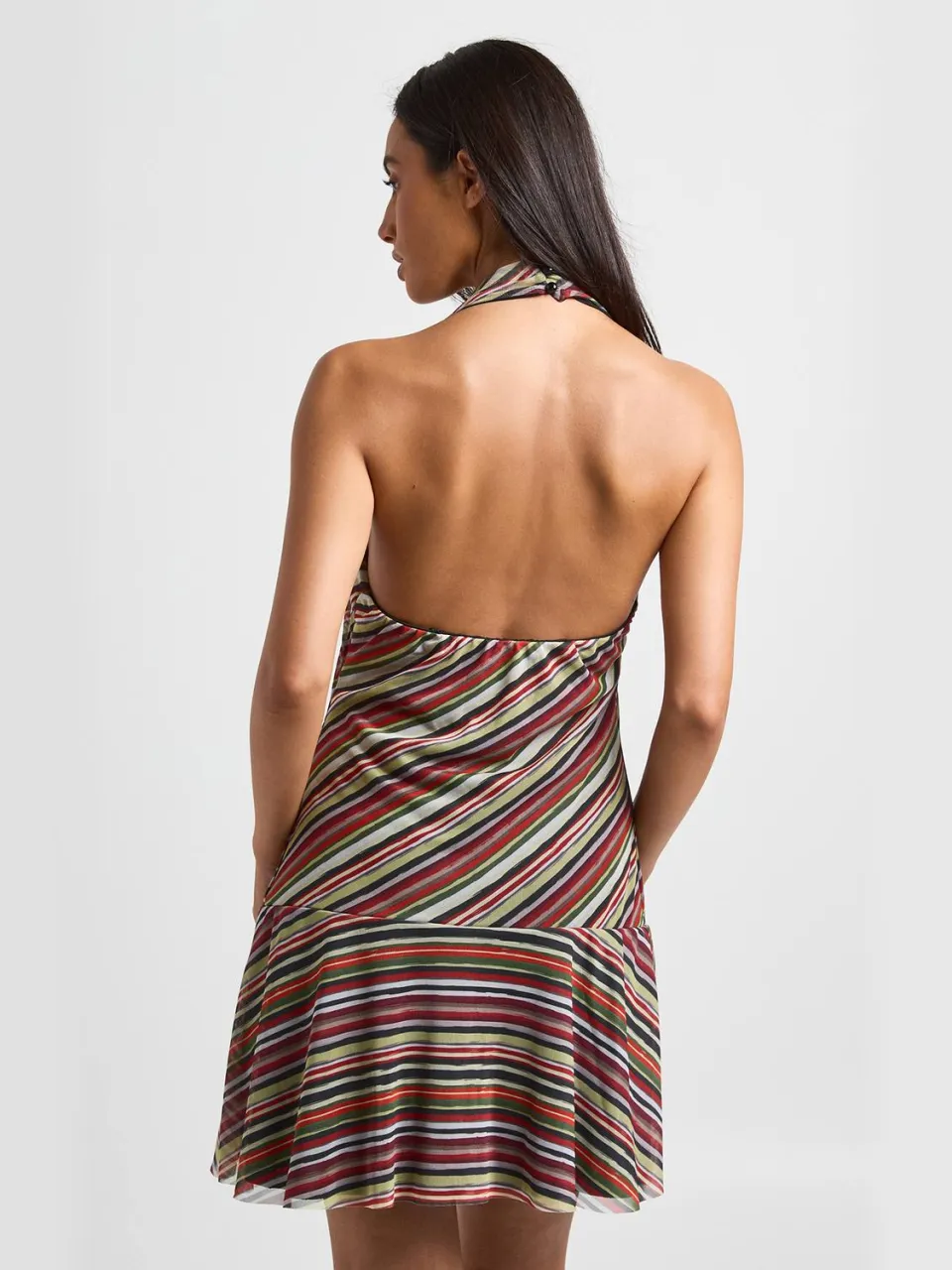boohoo Dames Gestreepte Halter Mini Jurk multicolor, foto 3