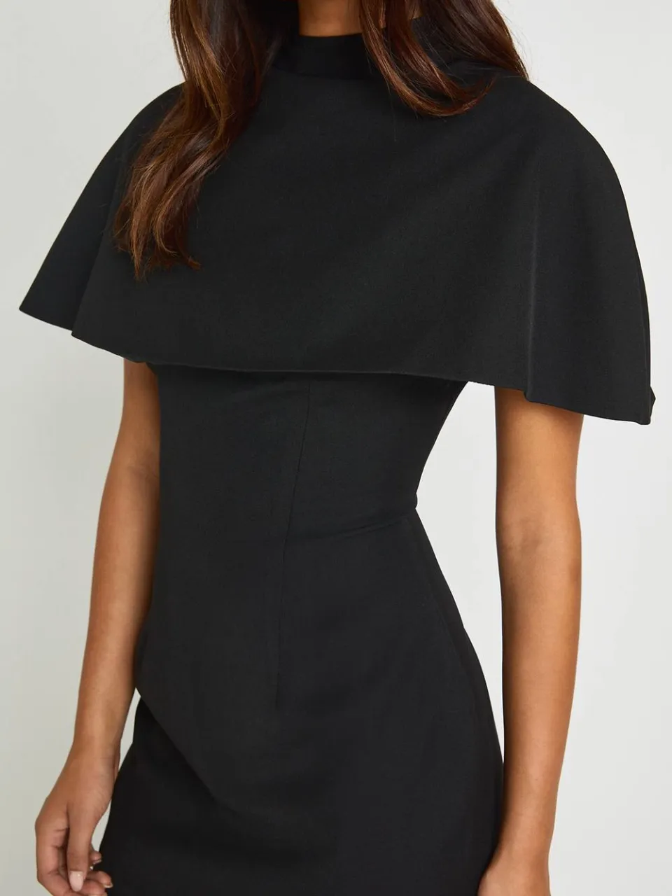 boohoo Dames Gestructureerde Mini-jurk Met Cape-detail En Plooi zwart, foto 3
