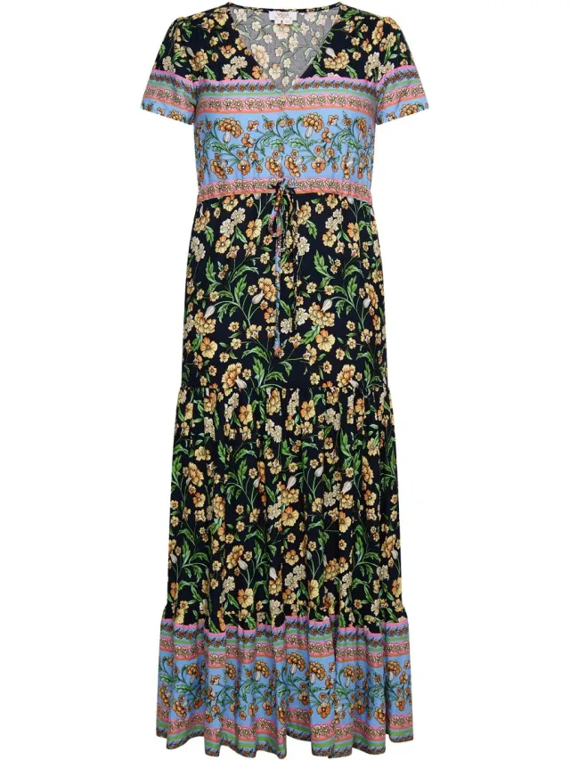 Usha Zomerjurk Navy Veelkleurig