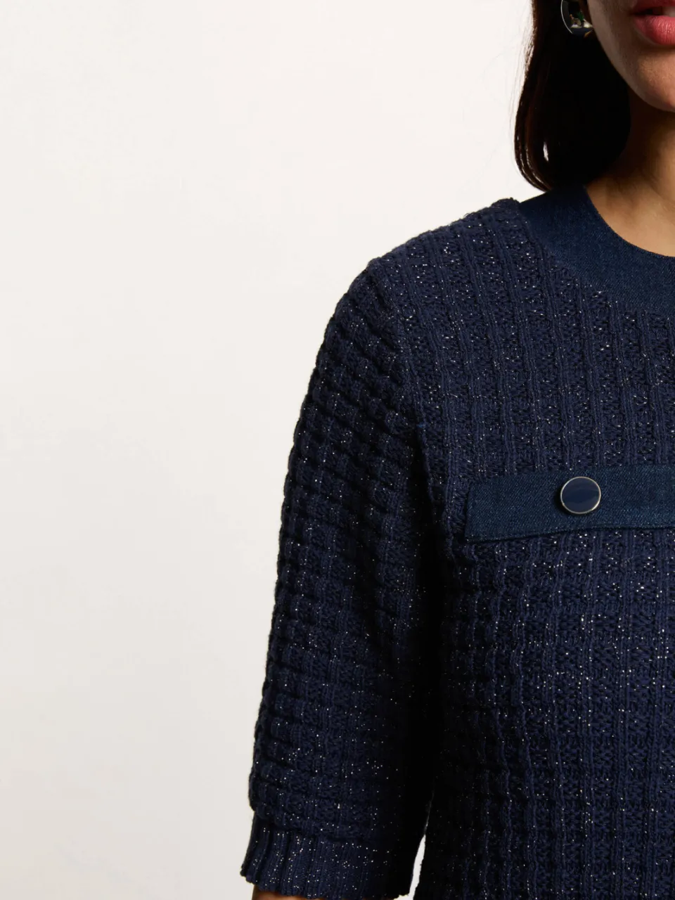 Morgan mini jurk met glitter marineblauw, foto 4