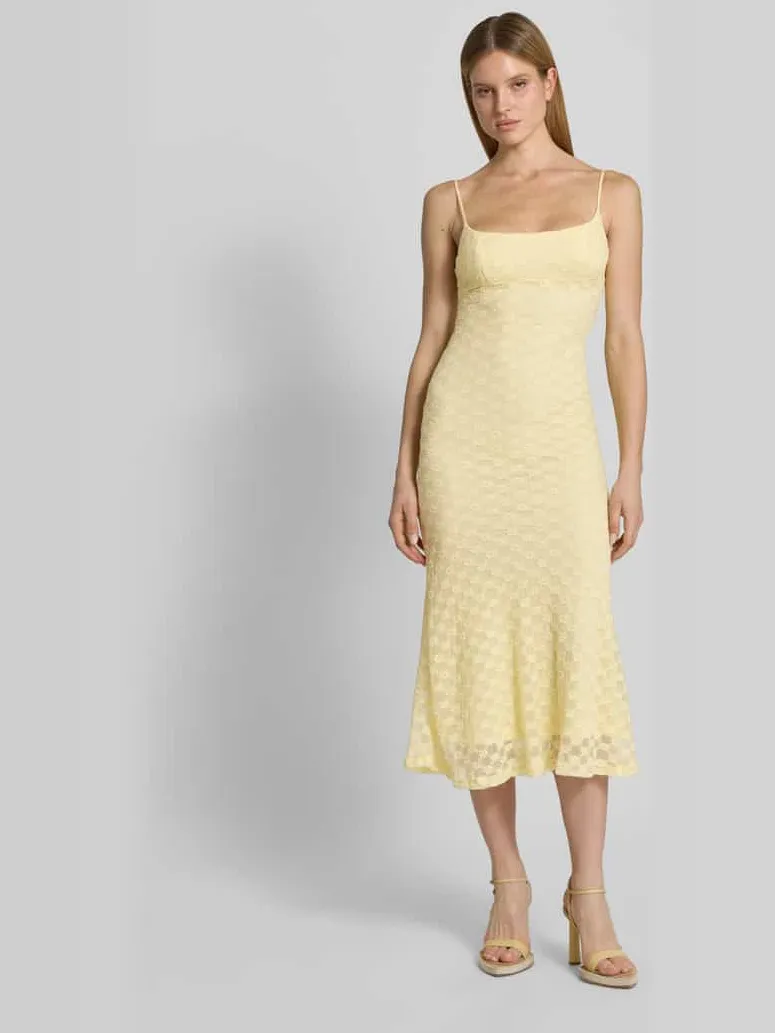 bardot slim fit midi-jurk met all-over kant met bloemenmotief Lichtgeel