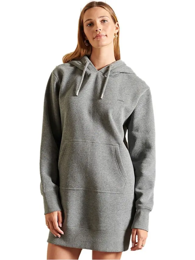 Superdry Vintage Logo Embroidered Lang Mouw Jurk Grijs XS Vrouw Rich Charcoal Marl