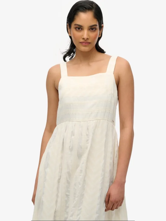 Superdry Statement gelaagde maxi-jurk - Dames - Jurken Dusty Ecru