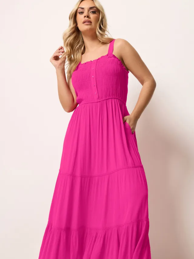 Yours Roze Jurk Met Gerimpelde Sluiting Pink