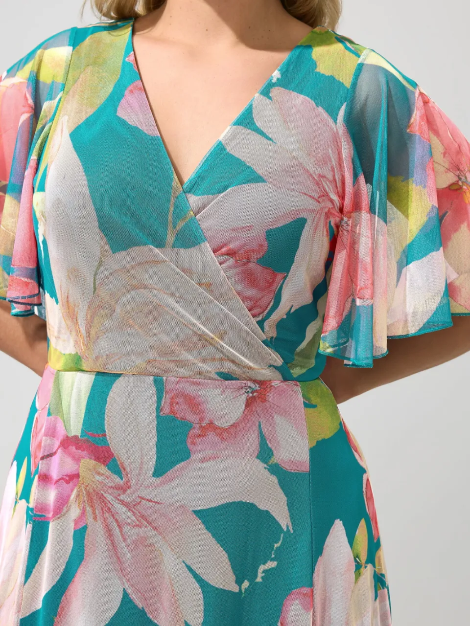 Yours Blauwgroene Maxiwikkeljurk Met Bloemenprint, foto 5