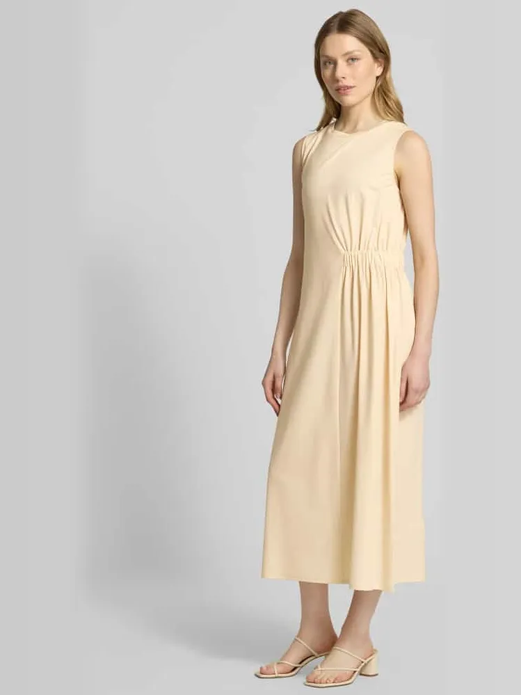 Max Mara Midi-jurk met plooien opzij, model 'TENEBRE' offwhite, foto 3