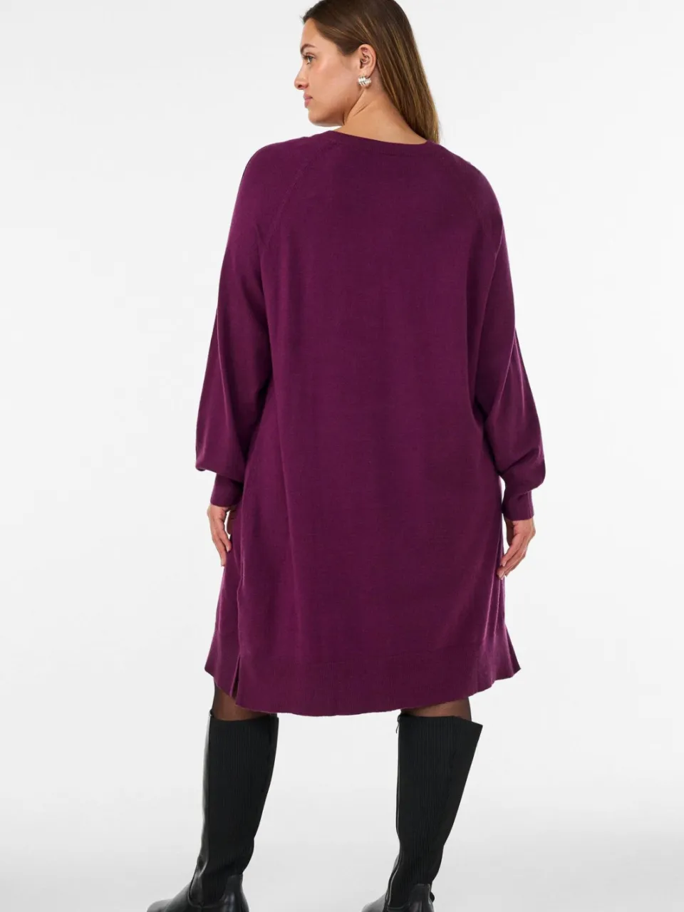 Zizzi Plus Size gebreide jurk - donkerpaars, foto 4