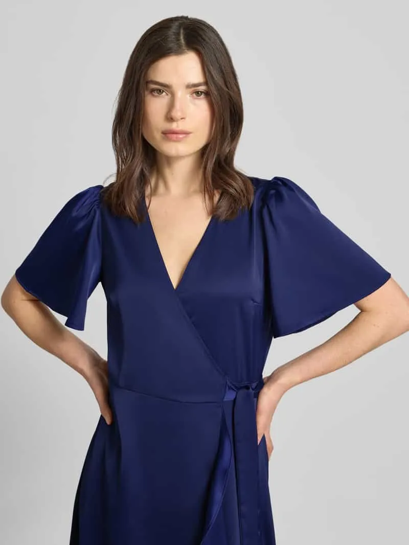 Y.A.S. Cocktailjurk met volantzoom model 'THEA' donkerblauw, foto 4