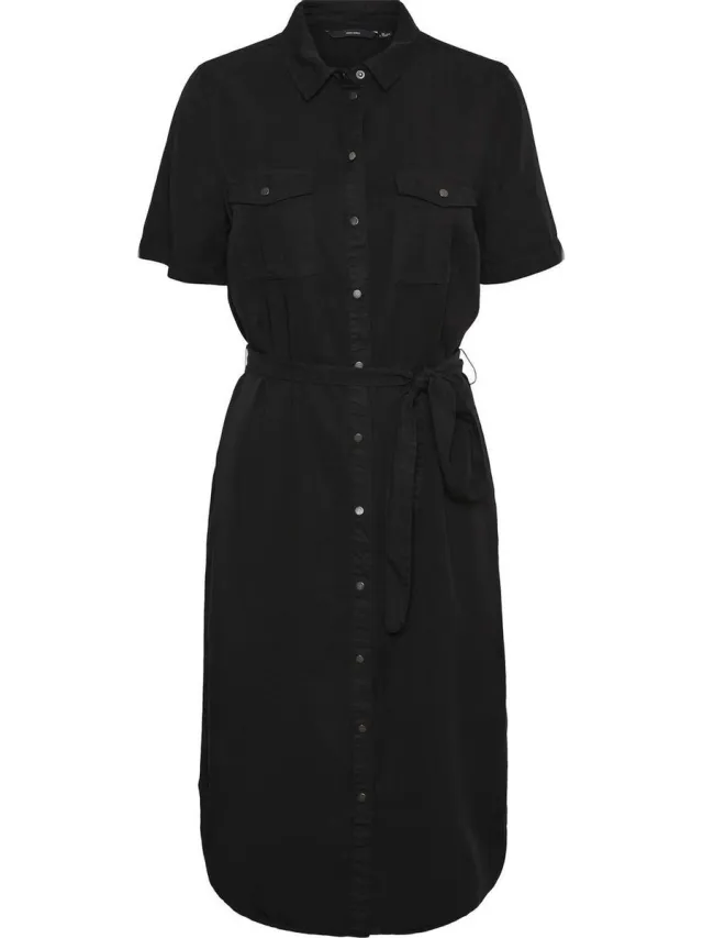 Vero Moda VMSILJA SS SHORT SHIRT DRESS GA NOOS Dames Jurk Zwart