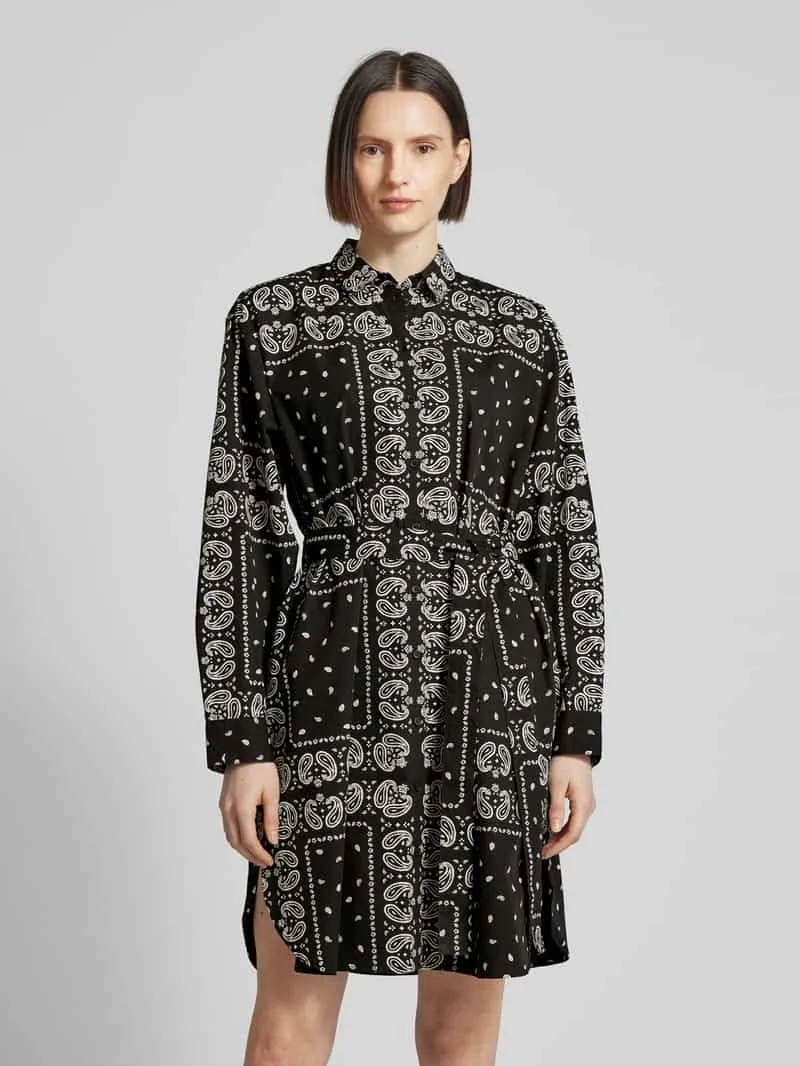 Jake*s Casual Knielange overhemdjurk met paisleymotief Zwart