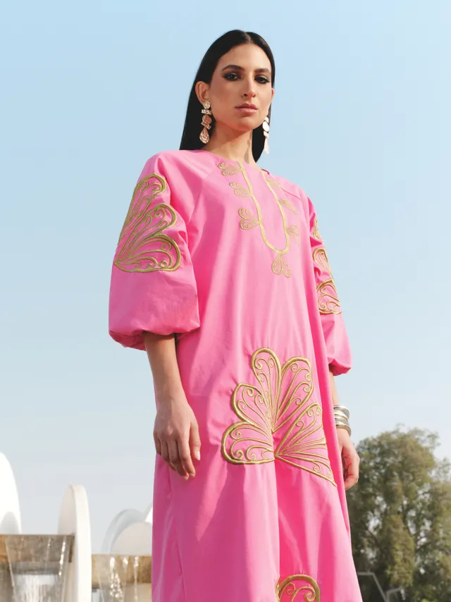 Trendyol Modest Dames Roze Etnisch patroon Maxi Lang Casual A-lijn Modest Jurken, foto 2