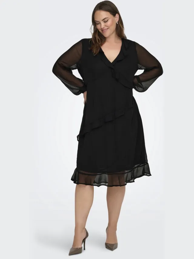 Only Carmakoma CARINDIGO LIFE LS CALF DRESS AOP BF - Dames - Mini jurken BLACK