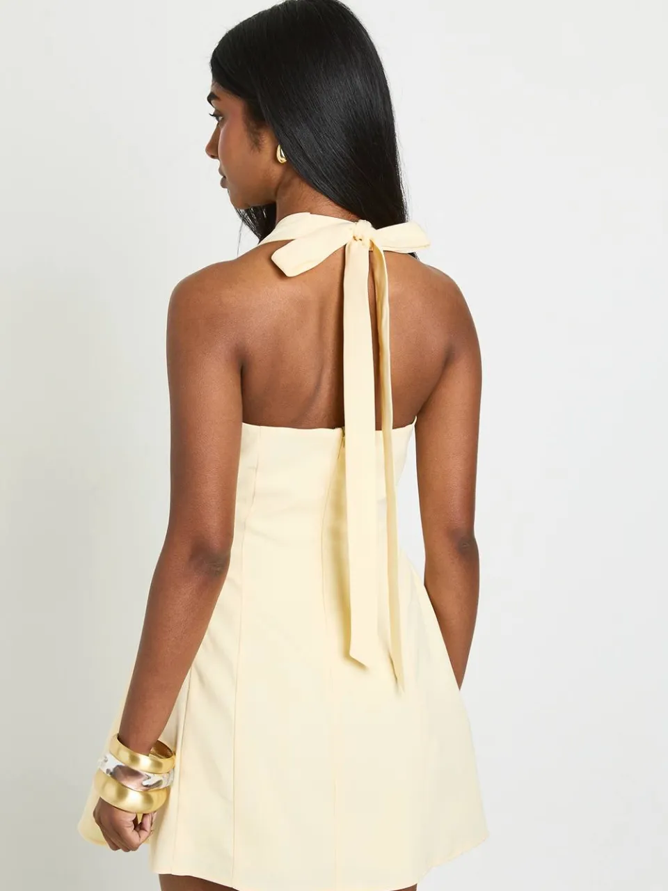 boohoo Dames Halter Mini-jurk Met Volle Rok citroen, foto 2