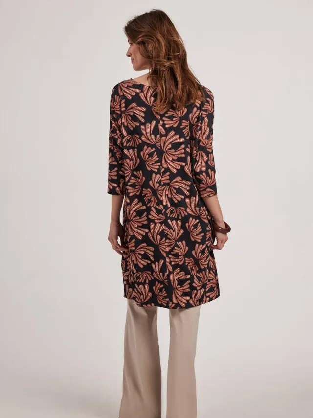 Didi Dames Loose dress Easy Blue Cocktail print Blauw
