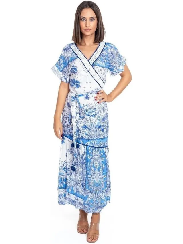 Isla Bonita By Sigris Lange Jurk Isla Bonita By Sigris Lange Midi-Jurk Blauw