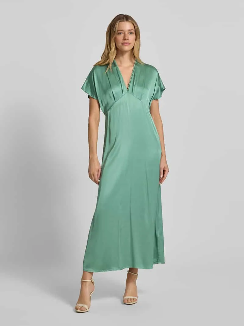 Jake*s Collection maxi-jurk van viscose met V-hals Lindegroen