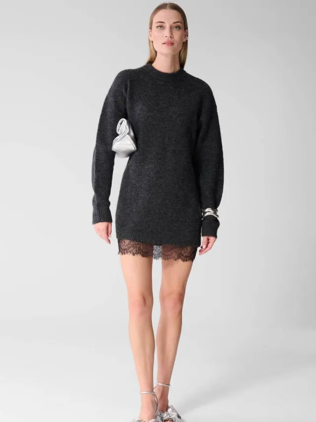 Shoeby korte gebreide jurk met wol - antraciet