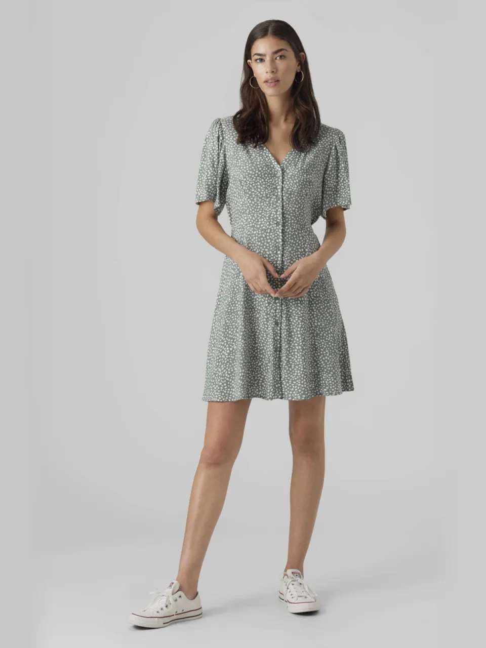 Vero Moda jurk VMALBA met stippen mintgroen/wit Laurel Wreath