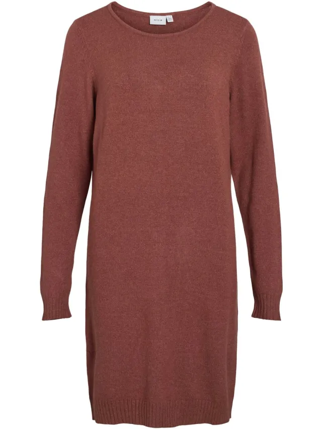 Vila VIRIL L/S KNIT DRESS NOOS Dames Jurk Burnt Henna